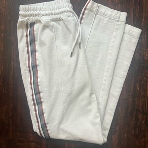 shades of grey micah cohen white track joggers / sweatpants with striped detail